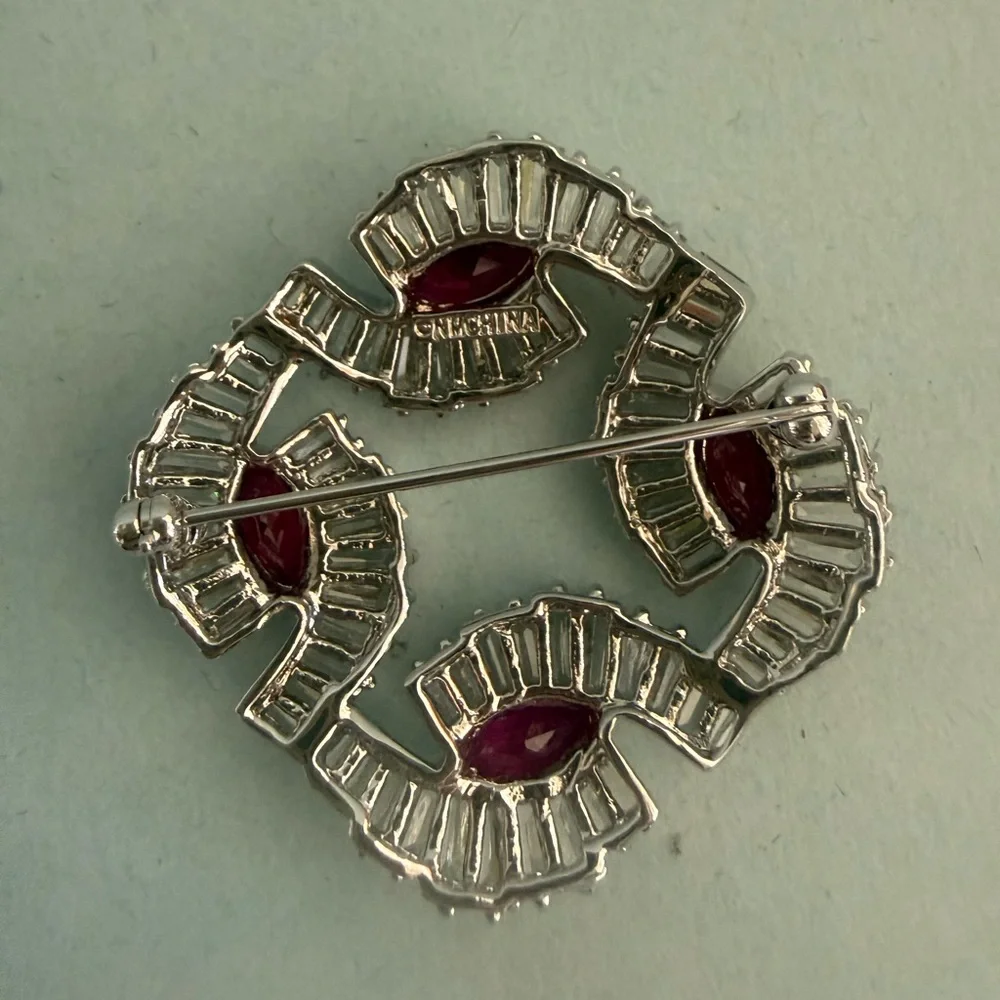 Nolan Miller Silver Brooch with Red Accents - Picture 3 of 4